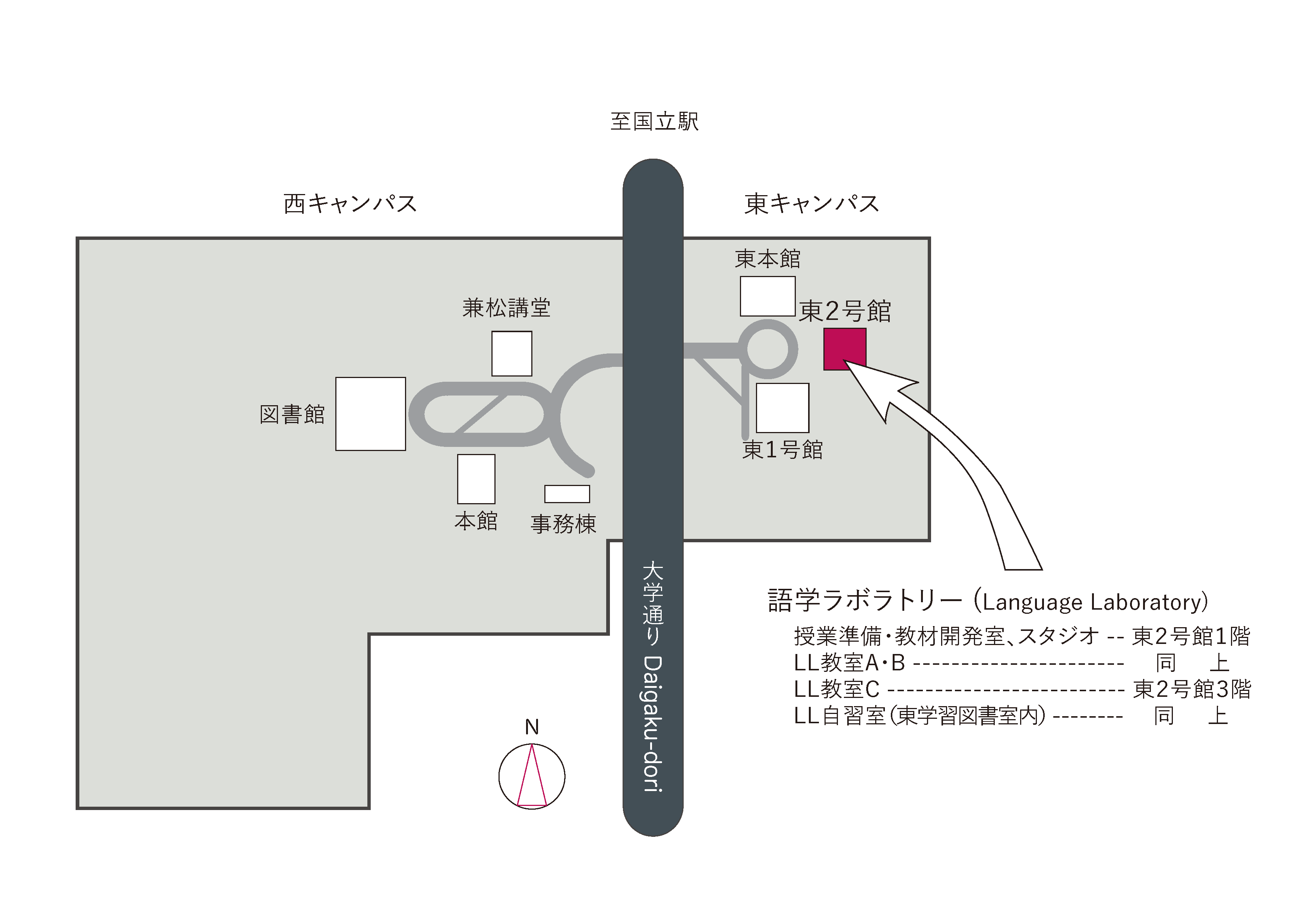 [一橋大学語学ラボラトリー関連施設建物配置図]